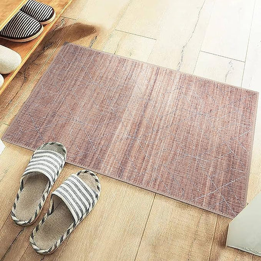 GLN Rugs Contemporary Collection - Machine Washable Area Rug, Contemporary Washable, Non Slip, Low Pile Chenille Rug, Living Room, Bedroom, Kitchen Rug (3' x 5' Terra/Brown)