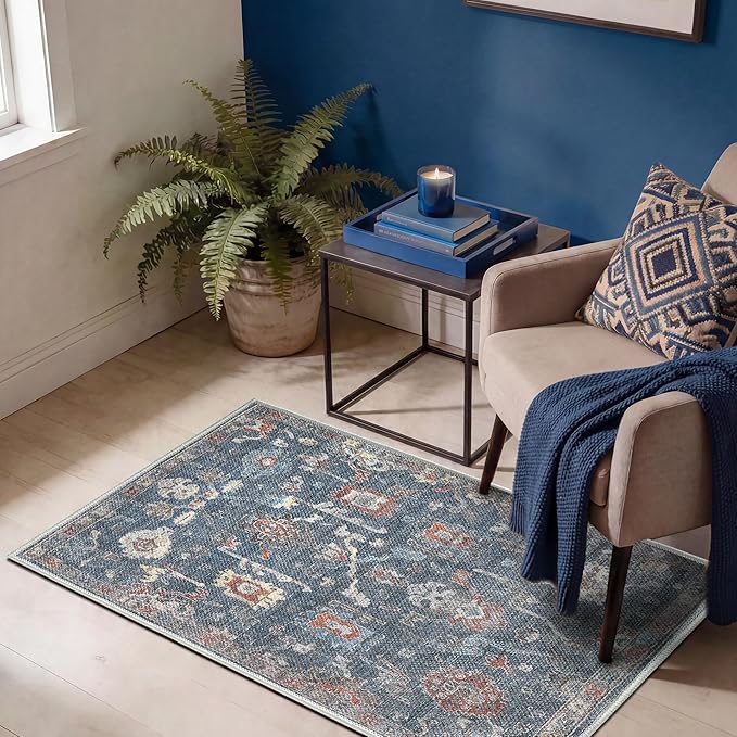 Keen Home Design 24"x36" Rug - Machine Washable Entry Rug with Non-Slip Backing, Ideal for Enteryway, Kitchen, Bathroom, Laundry Room - Vintage, Easy Clean, Durable, Low Pile - (2' x 3')