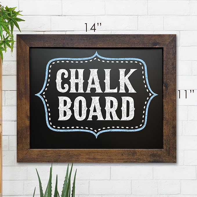Loddie Doddie Magnetic Chalkboard Calendar - 11 x 14 in, Rustic Frame - Stain Resistant Magnet Display - Wall Mount Organizer & Menu Board for Kitchen - Framed Magnetic Board