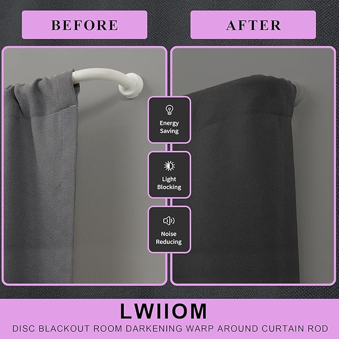 2 Pack Matte White Disc Curtain Rods, 28-48 Inches Window Curtain Rod,Adjustable Room Darkening Drapery Rod with Aluminum Finials and Brackets,Wrap Around Design
