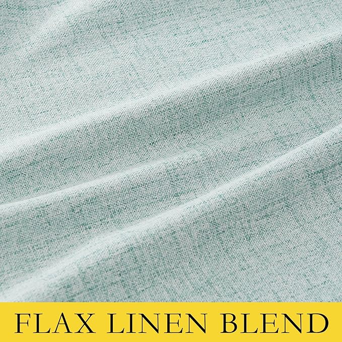 NICETOWN Seafoam Green Living Room Completely Shaded Linen Textured Draperies, 2 Pieces, W52 x L84, Privacy Protection & Noise Reducing Ring Top Drapes, White Lined Insulated Window Treatment Curtains