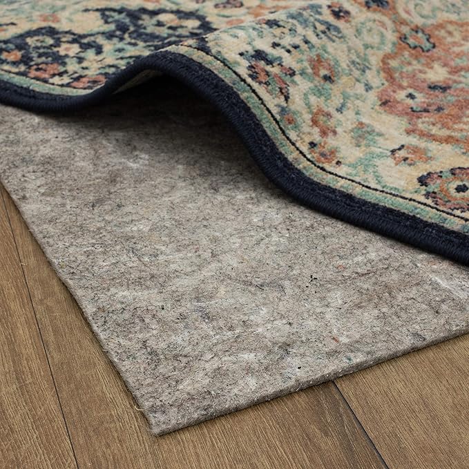 Mohawk Home Non Slip Rug Pad 6' Square- 1/4" Thick Felt + Latex Rubber Gripper - Dual Surface Cushion for Hardwood, Carpet, Tile Floors, Made in USA