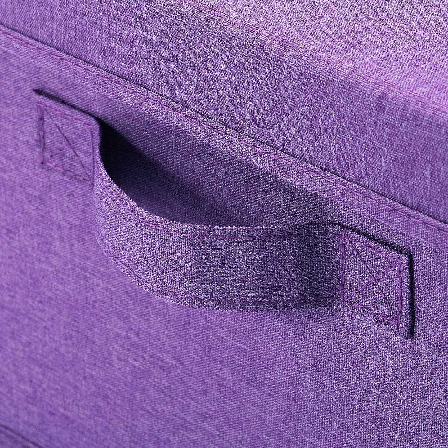 HOONEX Foldable Storage Bins with Lids, Pack of 2, Storage Boxes with 2 Carrying Handles and Sturdy Heavy Cardboard, 16.5" L x 11.8" W x 7.5" H for Shoes, Books, Clothes, Purple