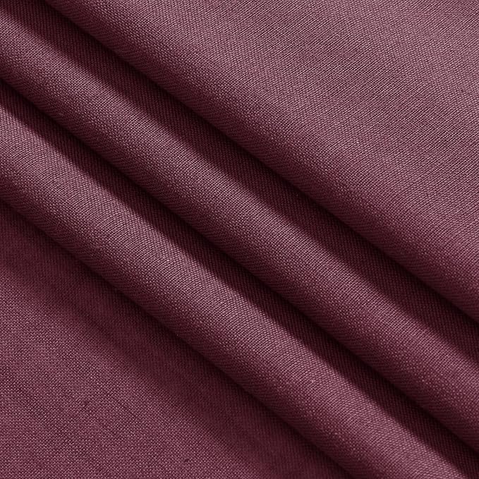Nanspring Burgundy Linen Curtains 72 Inch Length for Living Room Semi Sheer Light Filtering Door Drapes 2 Panels Set for Kids Bedroom Light Filtering Back Tab Rod Pocket Modern Farmhouse Decor 52x72
