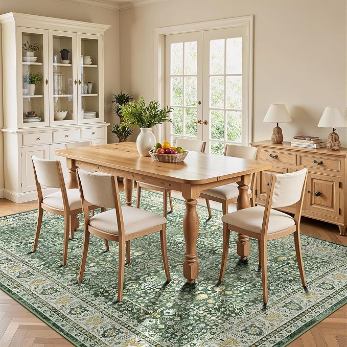 Lofus 5x7 Washable Sage Green Area Rug for Living Room Bedroom Non-Slip Low Pile