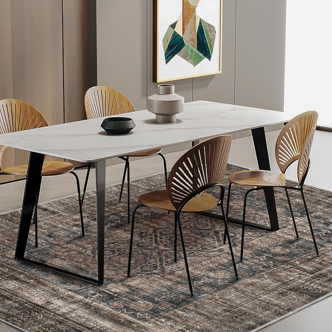 CHAMPLANT Area Rug 5'x7' Washable Rug Vintage Traditional Floor Cover Thin Retro Kitchen Indoor Distressed Non Slip Carpet for Living Room Bedroom Dining Room