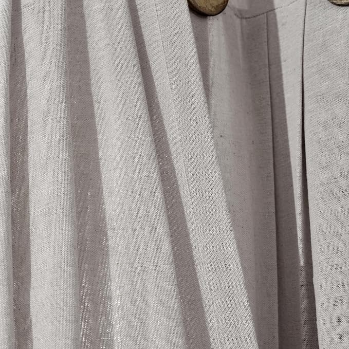 Lush Decor Linen Button Window Curtain Panel, Single, 40" W x 84" L, Grey - Country Curtains - Rustic Decor - Color Block Modern Farmhouse Curtains For Living Room, Bedroom & Dining Room