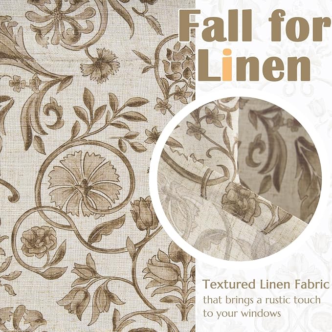 jinchan Linen Valance Kitchen Curtain for Windows Double Layer 16 Inch for Living Room Bedroom Window Treatment Light Filtering Vintage Rustic Farmhouse Cottagecore Rod Pocket 1 Panel Taupe on Beige