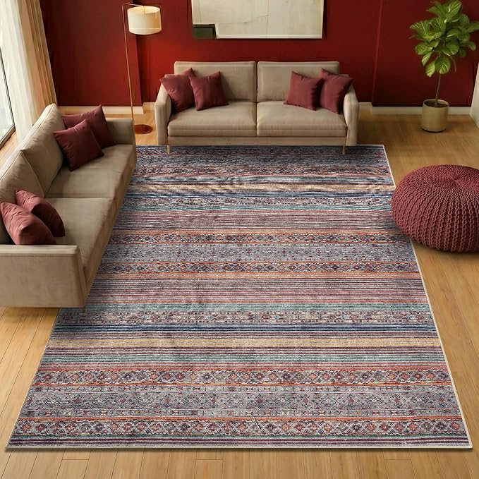 Keen Home Design 9x12 Rug - Machine Washable Area Rug with Non-Slip Backing, Ideal for Living Room, Dining Room, Bedroom - Vintage, Easy Clean, Durable, Low Pile Rug - (9' x 12')