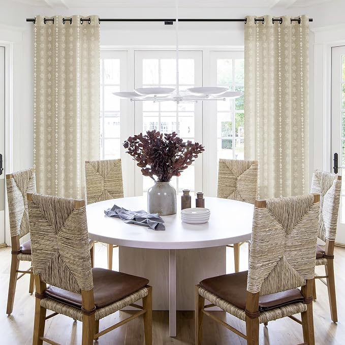 Burlap Color Farmhouse Primitive Curtains for Living Room,Country Style Linen Neutral Oatmeal Greige Tan Beige Sheer Textured Curtain Drapes 96 Inches Long 2 Panels