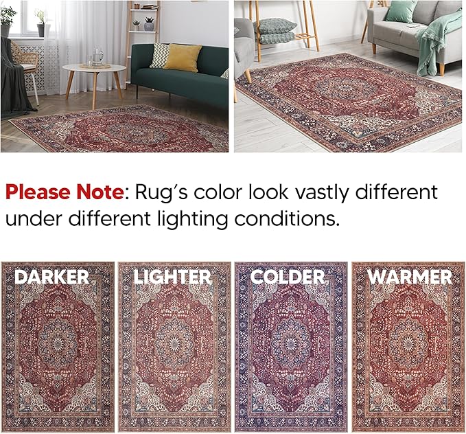 Keen Home Design 30"x144" Rug - Machine Washable Runner Rug with Non-Slip Backing, Ideal for Hallway, Entryway, Kitchen, Laundry Room - Vintage, Easy Clean, Durable, Low Pile - (2'6" x 12')