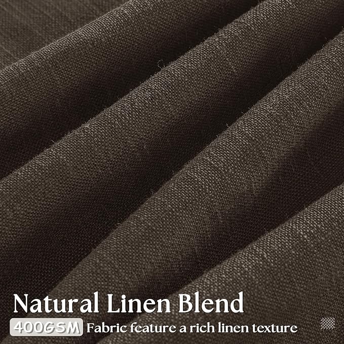 TWODRAPES Dark Chocolate Pinch Pleated Linen Curtains 2 Panels for Living Room Bedroom Memory Training Shaped Semi Sheer Pleat Drapes with Hooks Rings Light Filtering Window Curtain 40x84