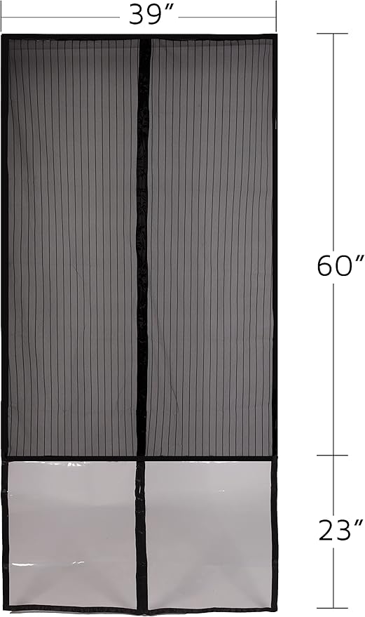Magnetic Screen Door for Pets – Premium Reinforced Pet-Friendly Design with Heavy-Duty Magnets, Durable Mesh, and PET Material – Fits Doors Up to 37"x82" – Black – by Sentry Screens