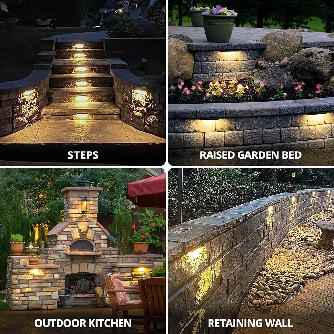 GKOLED 6.8 Inch LED Low Voltage Outdoor Hardscape Light, Light Module Replaceable, Retaining Paver Wall Step Lighting, 2700K 1.5W, IP65 for Wet Location, Die-cast Aluminum Housing