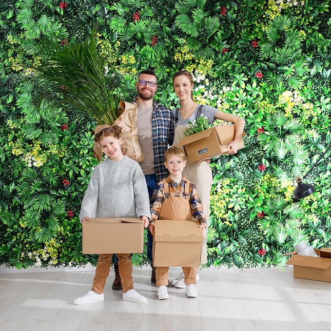 fanado Artificial Grass Wall Panels, 12 Pack 20"x20" UV-Anti Greenery Boxwood Panels, Privacy Green Wall Decor, Plant Hedge Fence Screen for Indoor Home Wedding Decor and Outdoor Backyard