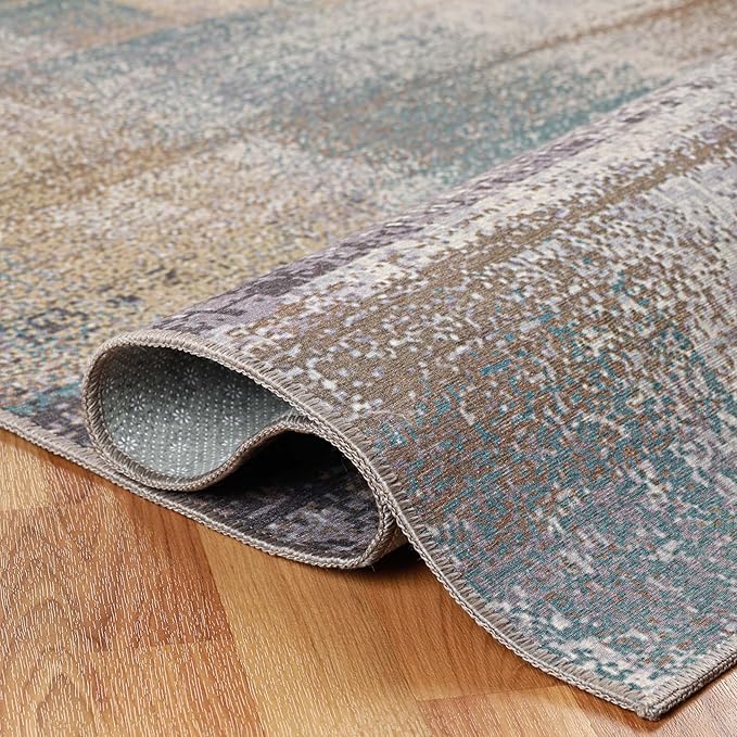 Superior Modern Abstract Washable Rug, Non-Skid Backing, Pet & Kid Friendly, Easy Care, Non-Slip Rugs for Entry, Living Room, Kitchen, Bedroom, Low Pile Area Rug, Ara Collection, 3' x 5', Taupe