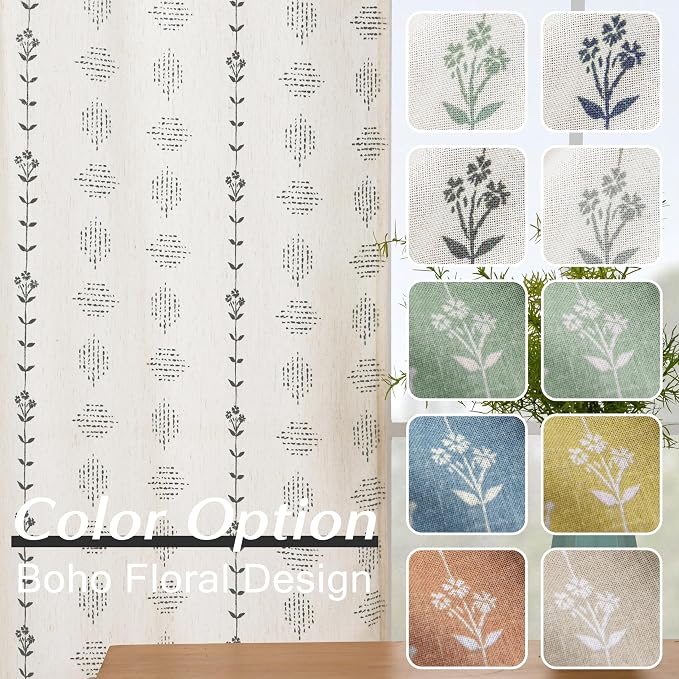 Farmhouse Curtains for Living Room, Striped Linen Cream and Black Pattern Modern Farm House Curtains for Dining Room Bedroom 84 Inch Long 2 Panels Set