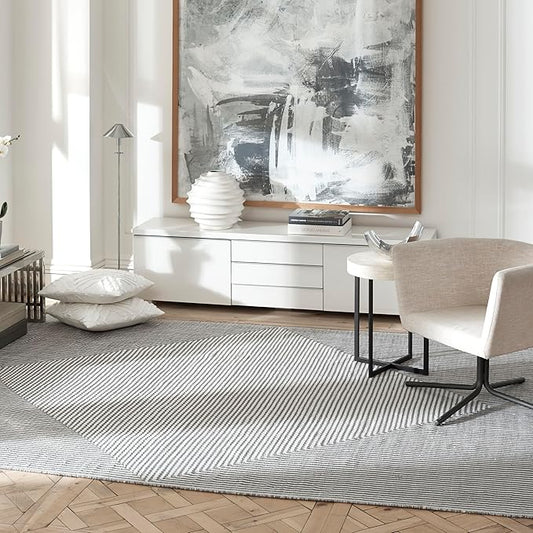 Fab Habitat Machine Washable Area Rug - Hand Woven, Stain Resistant, Pet Friendly - Premium Recycled Polyester Yarn - Contemporary - Bedroom, Living Room - Denver - Gray - 4 x 6 ft