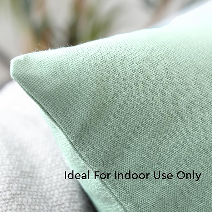 Encasa XO Throw Pillow Covers 24x24 in Set of 4 Mint Green | No Inserts | Cotton Pillow Covers for Living Room, Bed, Sofa, Couch | Decorative Cushion Covers with Improved Zipper