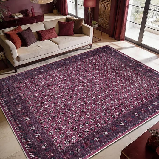 Keen Home Design 10x14 Rug - Machine Washable Area Rug with Non-Slip Backing, Ideal for Living Room, Dining Room, Bedroom - Vintage, Easy Clean, Durable, Low Pile Rug - (9'7" x 14')