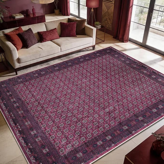 Keen Home Design 6x9 Rug - Machine Washable Area Rug with Non-Slip Backing, Ideal for Living Room, Dining Room, Bedroom - Vintage, Easy Clean, Durable, Low Pile Rug - (6' x 9')