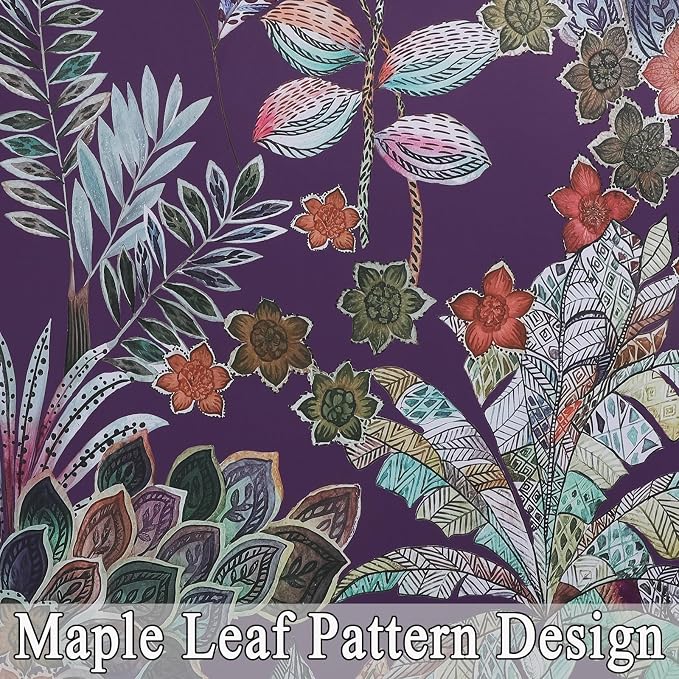 Estelar Textiler Purple Blackout Floral Curtains 84 inches Long 2 Panels for Bedroom,Grommet Thermal Insulated Boho Vintage Curtains for Living Room Darkening Window Drapes,52Wx84L