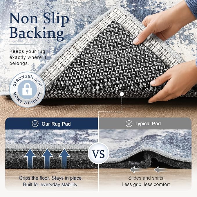 Merelax 5x8 Non Slip Rug Pad Gripper Cushioned Carpet Pads for Hardwood Floors, Thick Felt Liner with Silicone Backing, Under Area Rugs Anti Skid Mat Keep Rugs in Place and Safe