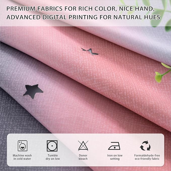 XiDi Pink and Grey Star Blackout Curtains for Kids Rooms Girl Princess Curtain for Daughter Bedroom Window (Pink Grey, W52 X L63)