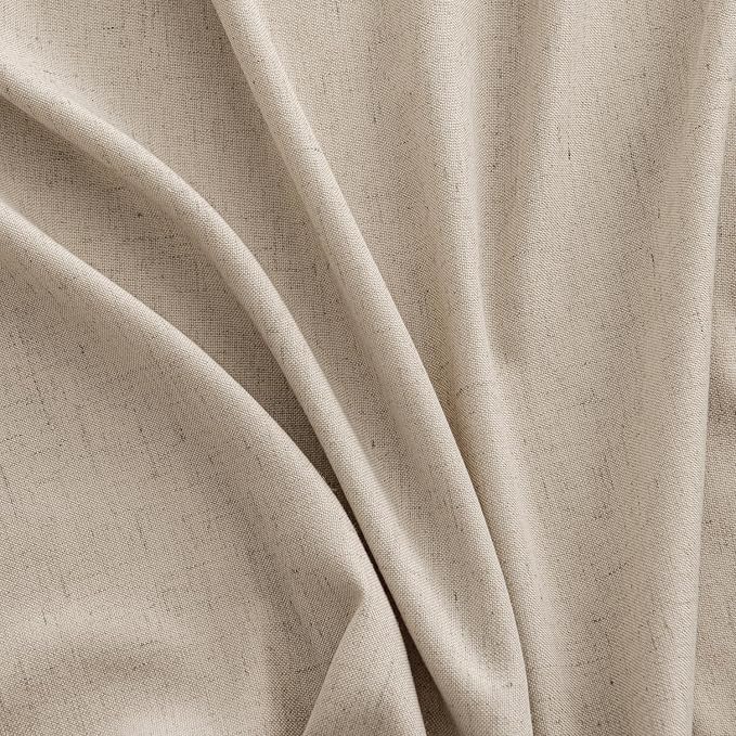 MIULEE Non-See-Through Privacy Linen Curtains 2 Panels, Light Filtering Window Curtains Farnhouse Textured Back Tab Semi Sheer Drapes for Bedroom Living Room, 52 x 84 Inches Long, Taupe