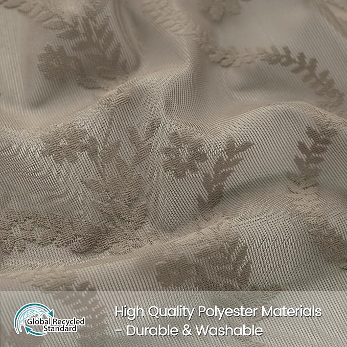 WAZZIO Boho Lace Curtains 2 Panels 84 Inch -Victorian Sheer Panel Drape French Country Floral Pattern & Tassel Light Filtering Privacy for Bedroom Dining Living Room,Coastal Decor,Taupe,W52x L84