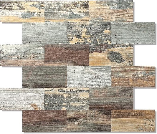 2026 New Upgrade Peel and Stick Backsplash Tile, Peel and Stick 11.34" X 11.57" Wall Tile for Kitchen, Bathroom, Fireplace, Laundry (Mix Rustic, 5 Packs)