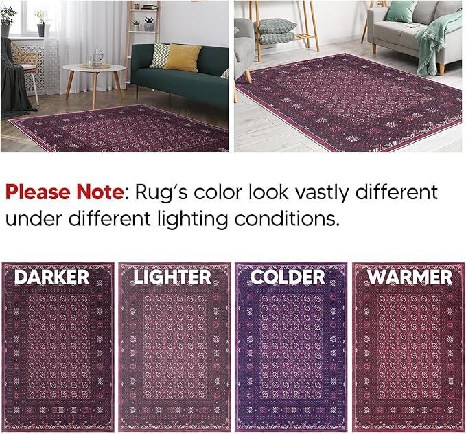 Keen Home Design 10x14 Rug - Machine Washable Area Rug with Non-Slip Backing, Ideal for Living Room, Dining Room, Bedroom - Vintage, Easy Clean, Durable, Low Pile Rug - (9'7" x 14')
