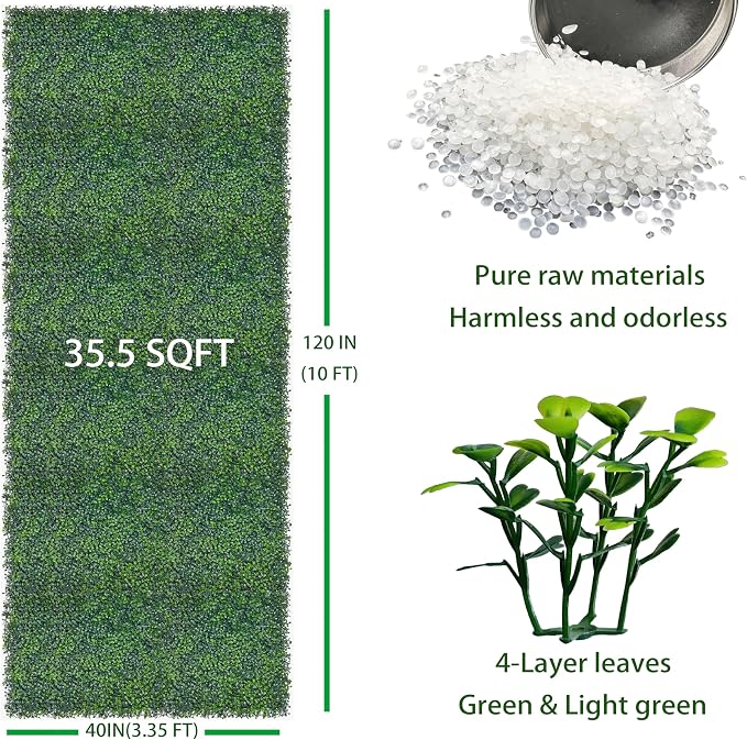 ODTORY Artificial Ivy Privacy Fence Wall Screen: 40X120 in (33.5 sqft) | UV-Anti Faux Boxwood Roll Panels, Greenery Backdrop, Ivy Vine 4-Layer Leaves Hedges Covering, Indoor Outdoor Green Decor