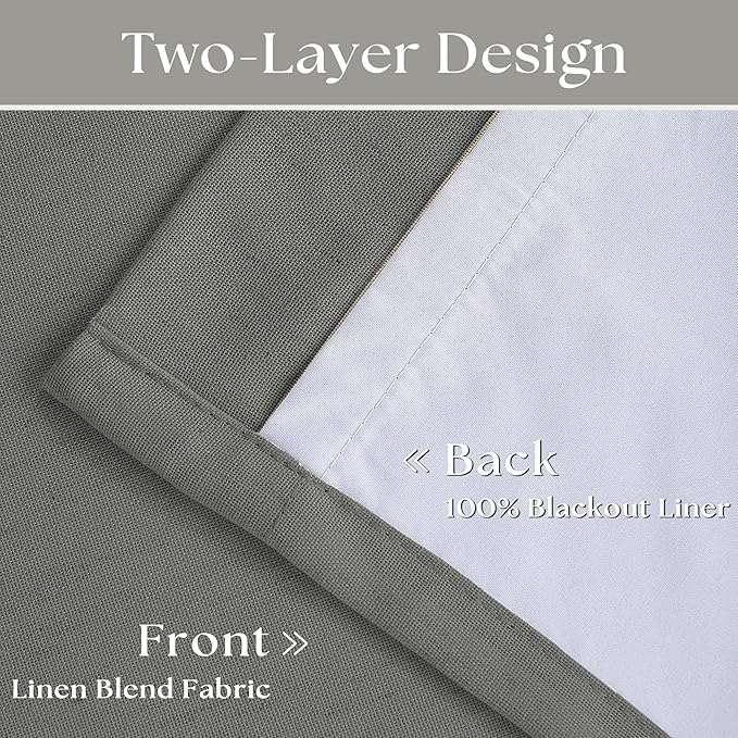 108 Inches Long Pinch Pleated Curtains Blackout for Bedroom Linen Pinch Pleat Curtains Rings Hooks Thermal Insulated Light Blocking Window Drapes Living Room Track 2 Panels Charcoal Stone Grey Gray