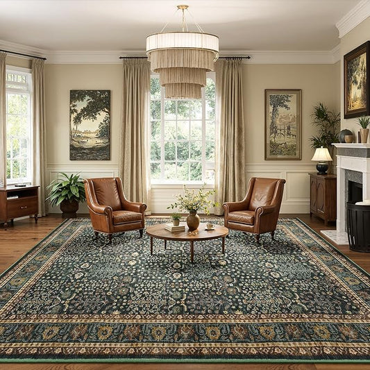 Lofus 10x14 Large Green Area Rug for Living Room & Bedroom Washable Non-Slip