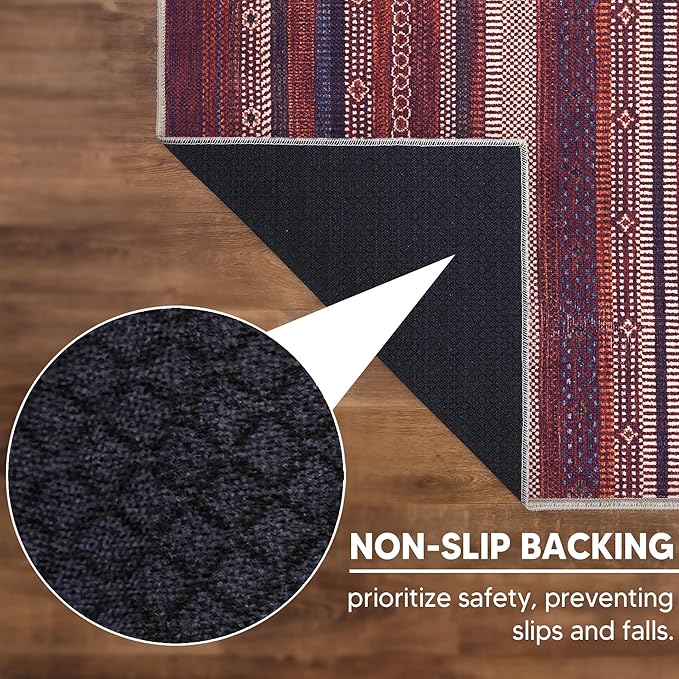 Keen Home Design 8x10 Rug - Machine Washable Area Rug with Non-Slip Backing, Ideal for Living Room, Dining Room, Bedroom - Vintage, Easy Clean, Durable, Low Pile Rug - (8' x 10')