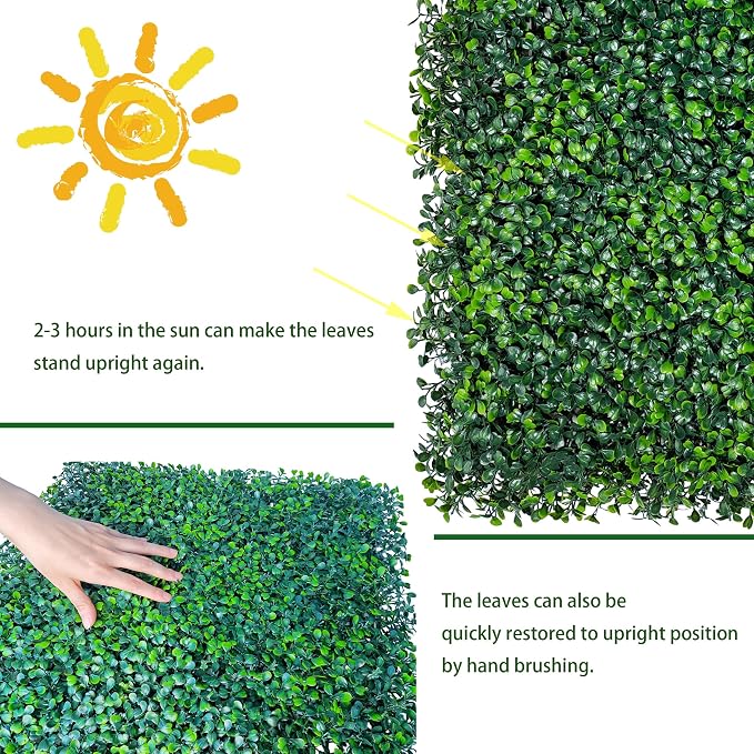 ODTORY Artificial Ivy Hedge Fence, 16"x12" 24P 32 sqft Grass Backdrop Wall | UV-Anti, Faux Boxwood Hedge Fence, 4-Layer Leaves, Garden/Backyard/Balcony Privacy Screen, Indoor Outdoor Wall Decor