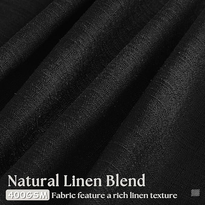 TWODRAPES Black Pinch Pleated Linen Cafe Curtains 45 Inch Length 2 Panels for Dining Room Kitchen Bedroom Semi Sheer Pleat Drapes with Hooks Rings Light Filtering Short Window Curtain Cabinet 40x45