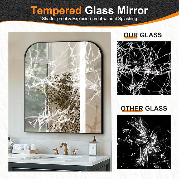 Delma Bathroom Vanity Mirror,36" x 30" Black Metal Framed Wall Mirror for Over Sink, Living Room, Bedroom,Entryway Decor