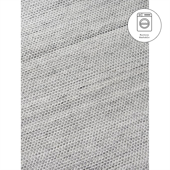 Fab Habitat Machine Washable Area Rug - Hand Woven, Stain Resistant, Reversible - Premium Recycled Polyester Yarn - Solid - Bedroom, Living/Dining Room - Kingscote - Gray - 5 x 8 ft