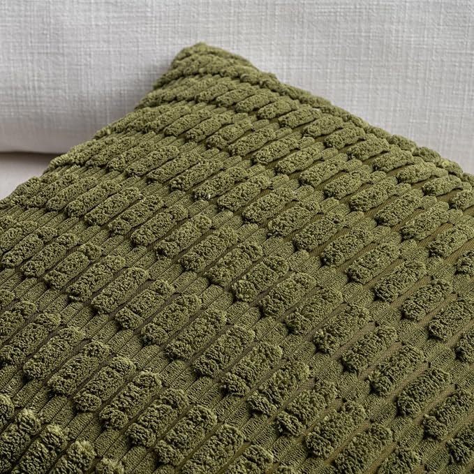 Fancy Homi 4 Packs Decorative Throw Pillow Covers for Living Room Couch Bed, Modern Farmhouse Boho Home Décor Accent Cushion Case, 16" x 16", Moss Green