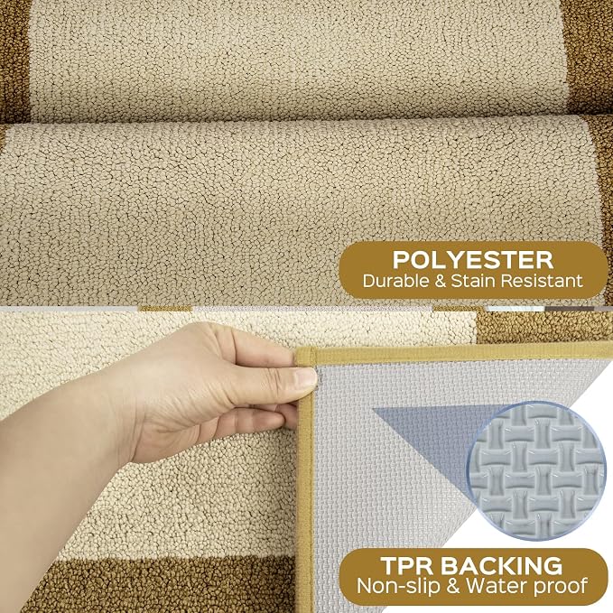 Machine Washable Runner Rugs Set of 2, (24" x 36"+ 24" x 60"), Non Slip Kitchen Mats for Floor, Absorbent Entryway Rug for Kitchen, Bedroom, Hallway, Bathroom, Door (Roll Packing)