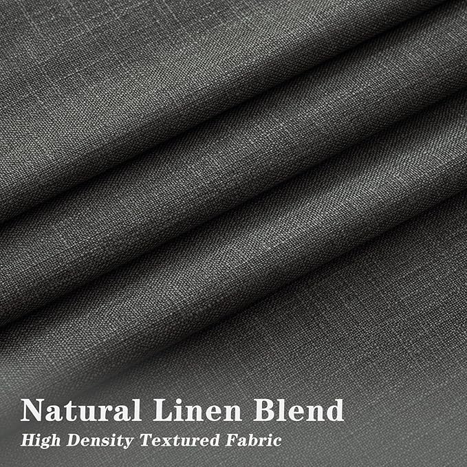 IVAPUPU Linen Pinch Pleated 100% Blackout Curtains for Bedroom - 2 Pages Black Out Grey Curtains 95 Inch Long 2 Panel for Living Room Darkening Thermal Window Curtain Drapes with 16pc Hooks