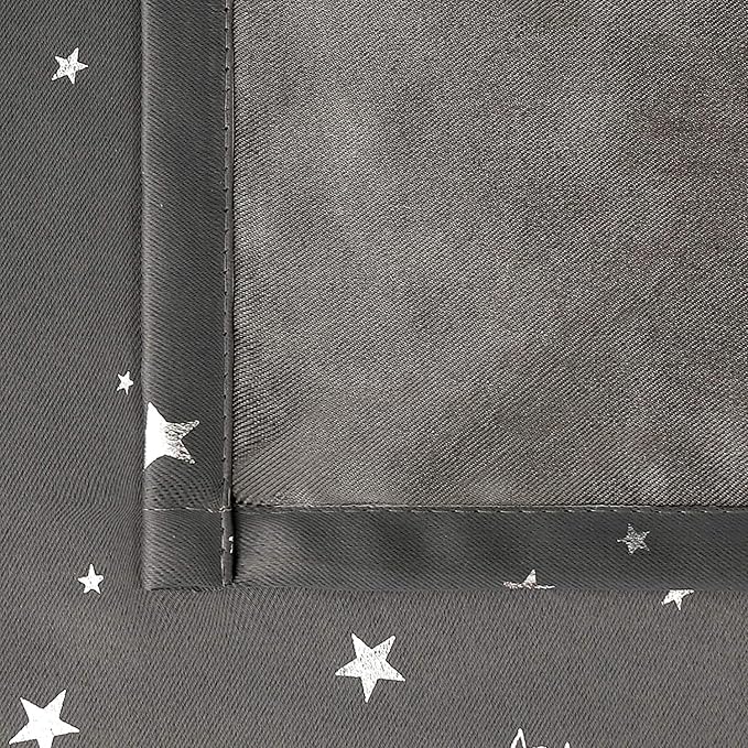BGment Kids Blackout Curtains for Bedroom - Grommet Thermal Insulated Silver Star Print Room Darkening Curtains for Living Room, Set of 2 Panels (42 x 84 Inch, Dark Grey)