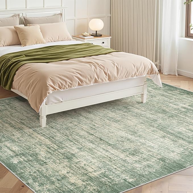 zesthome 5x7 Area Rugs, Modern Washable Rug, Non-Slip Rugs for Living Room, Stain Resistant Abstract Rugs, Ultra-Thin Indoor Area Rug 5x7, Home Decor Green Rug