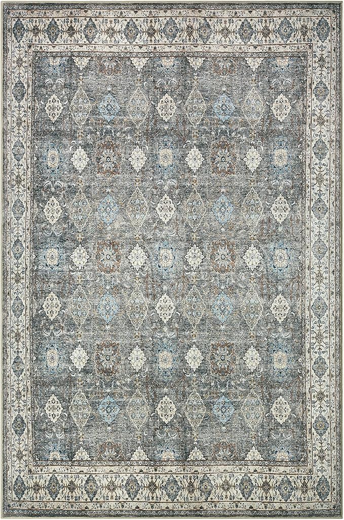 Keen Home Design 10x14 Rug - Machine Washable Area Rug with Non-Slip Backing, Ideal for Living Room, Dining Room, Bedroom - Vintage, Easy Clean, Durable, Low Pile Rug - (9'7" x 14')