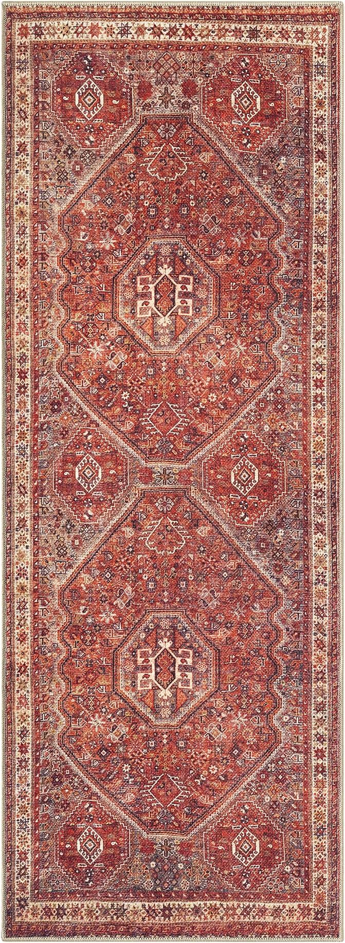 Keen Home Design 30"x120" Rug - Machine Washable Runner Rug with Non-Slip Backing, Ideal for Hallway, Entryway, Kitchen, Laundry Room - Vintage, Easy Clean, Durable, Low Pile - (2'6" x 10')