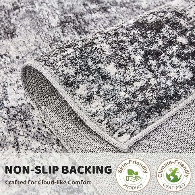 DMOYEST 10ft Round Area Rug Living Room Rugs - 10x10 Washable Circle Rug Large Soft Indoor Neutral Modern Abstract Low Pile Carpet for Bedroom Dining Room Farmhouse Home Office - Grey