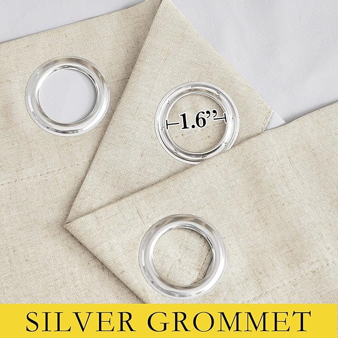 NICETOWN 100% Blackout Linen Texture Curtains 80" Long, Beige, 2 Pcs, Thermal Insulated Full Blackout 2-Layer Lined Drapes, Energy Efficiency Window Draperies for Boy's Room