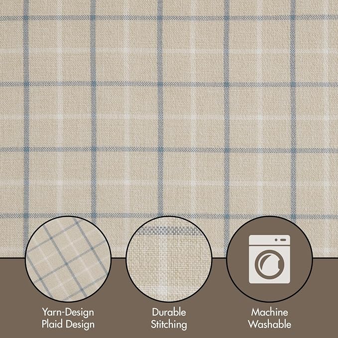 Madison Park Anaheim Cabin Plaid Curtain Window, Thermal Insulated Fleece Lining, Living Room Decor Room Darkening Drape for Bedroom, 1-Single Panel Pack, 50x95, Rod Pocket & Back Tab, Linen Blue